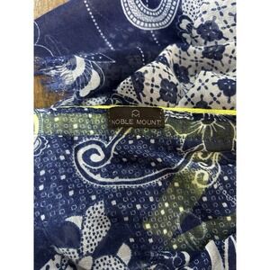 Nobel Mount Women's Blue Scarf With Neon Yellow Trim Accent. One Size